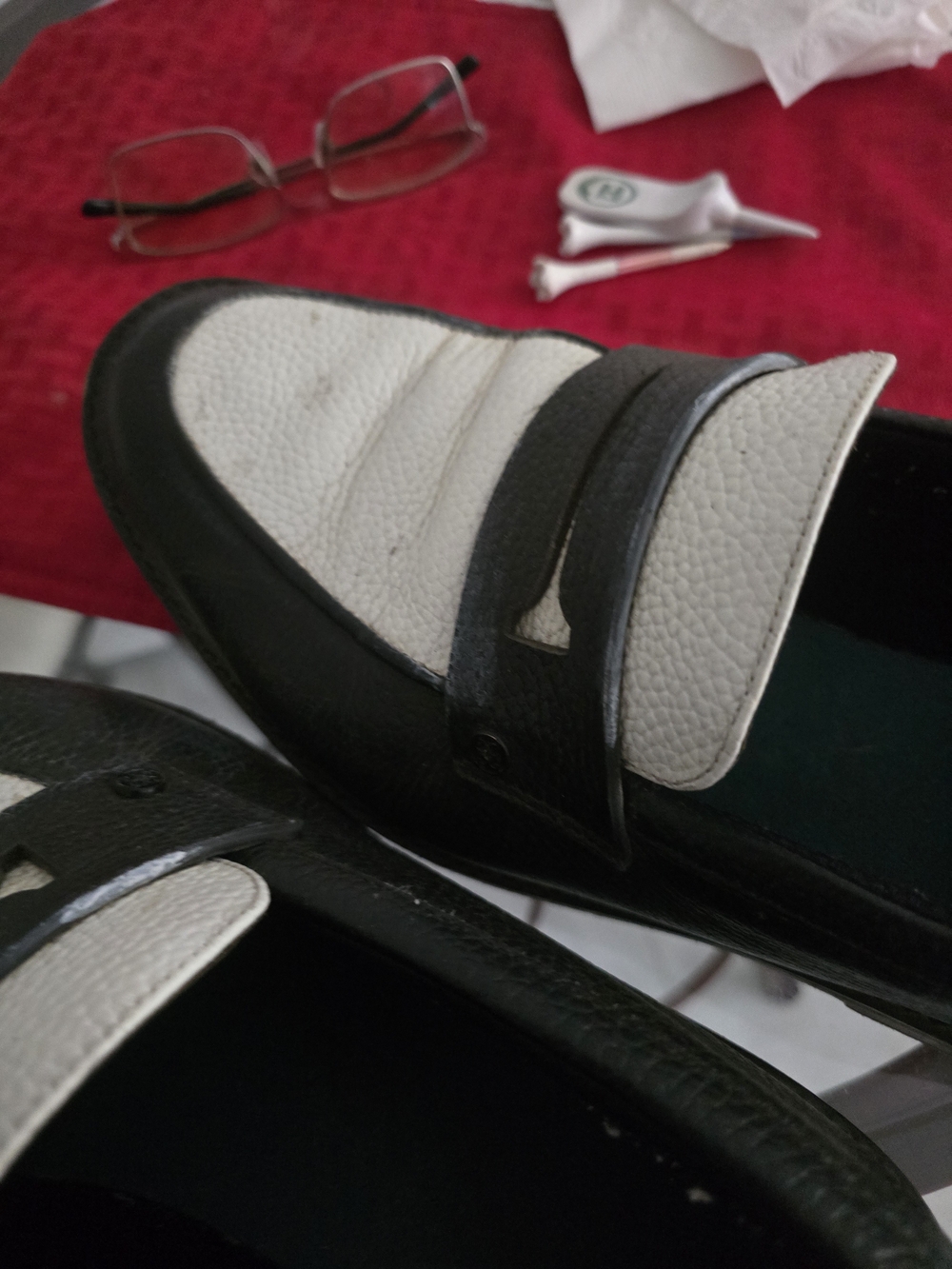 G/FORE Black and White Men's Athletic Loafers
